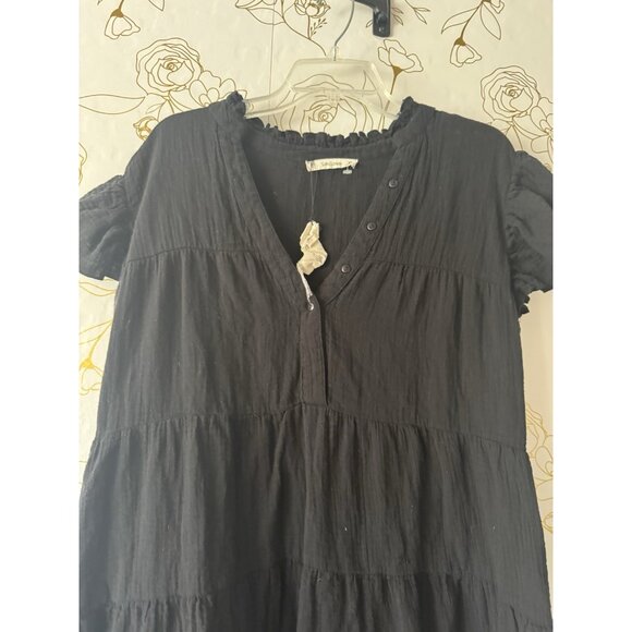 Salty Lemon Dress Size XL Extra Large Black Short Tiered 100 cotton Boho New 027 - Picture 3 of 6